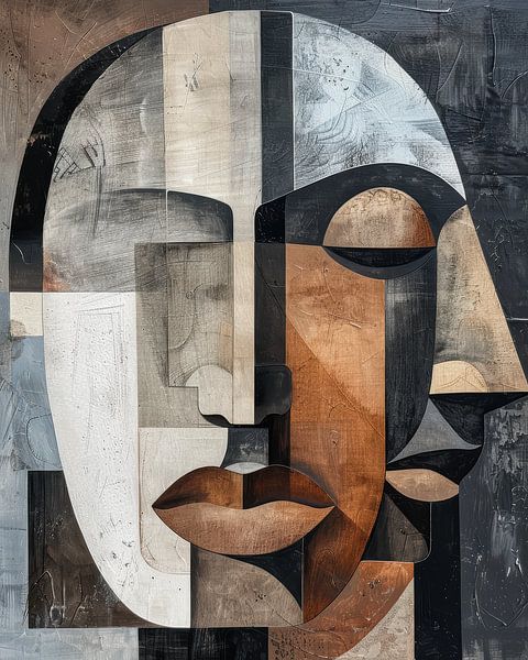 Abstract Dubbel Gezicht in Aardetinten van Digatelier