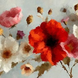 A still life of field flowers country style. by J.a Dijkstra