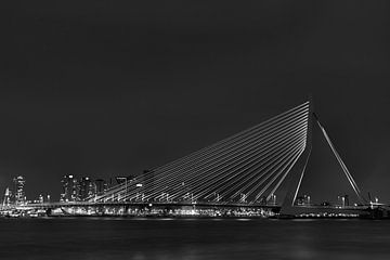 Erasmus Bridge Black and White by Guido Akster