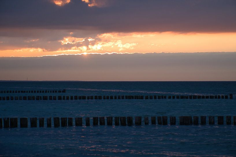 Buhne in Zingst aan de Oostzee, reikend in zee van Martin Köbsch