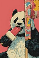 Panda met ijslolly-illustratie