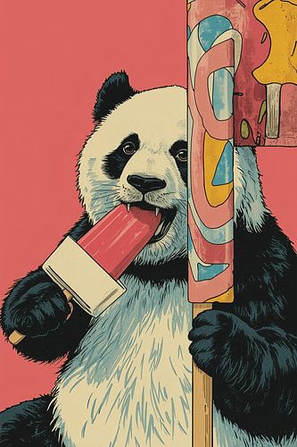 Panda with popsicle illustration