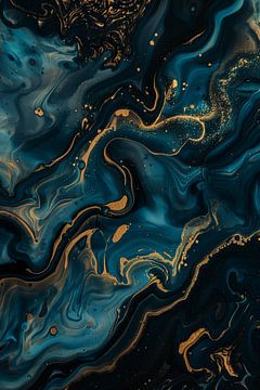 Swirling energies in dark blue and gold by artefacti