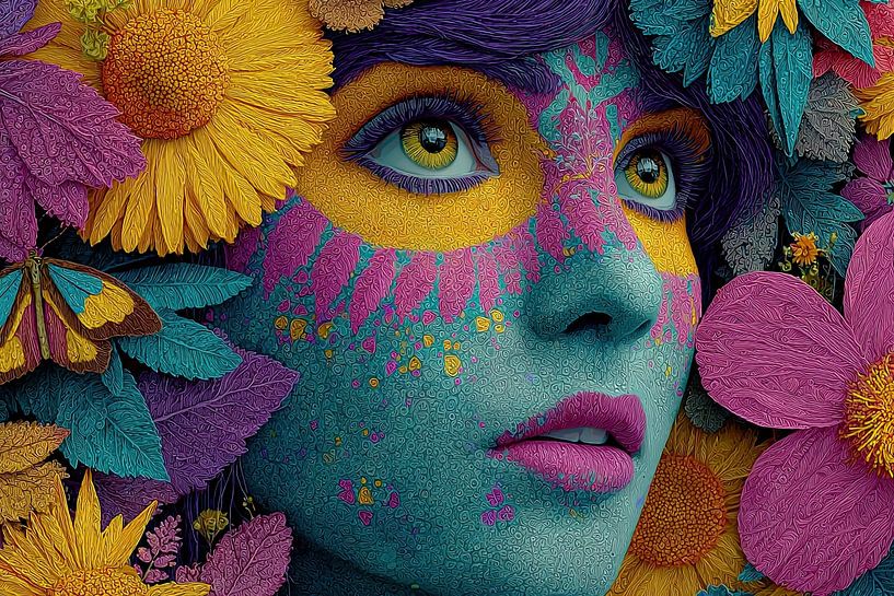 femme avec imprimé floral par Egon Zitter