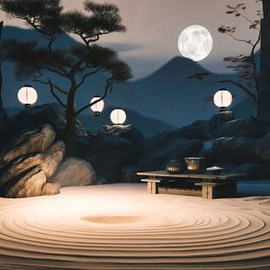 jardin zen au crépuscule