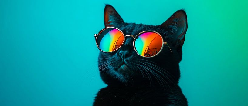Stylish black cat with sunglasses by Poster Art Shop