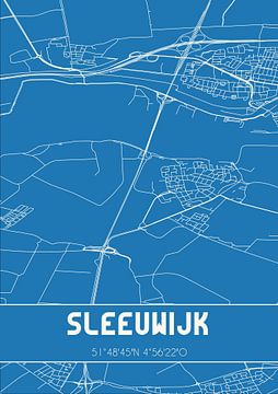 Blauwdruk | Landkaart | Sleeuwijk (Noord-Brabant) van Rezona