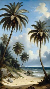 Tropischer Meerblick mit Palmen von Maud De Vries