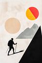 Wandelaars voor een berglandschap van Poster Art Shop thumbnail