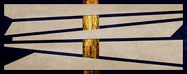 Abstract organic geometric art in beige and gold by Online Arts