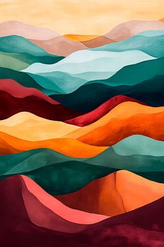 Kleurrijke heuvelformaties - Abstract van Poster Art Shop