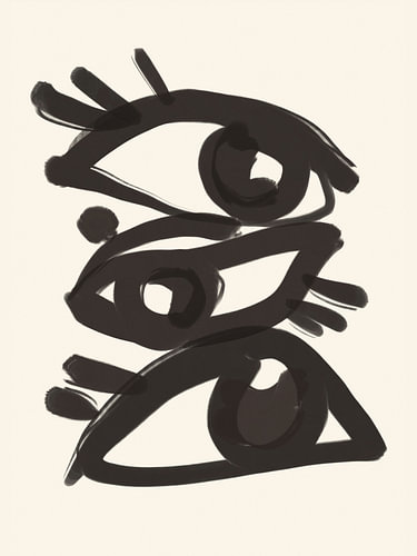 Dessin au trait abstrait représentant des yeux 3