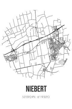 Niebert (Groningen) | Landkaart | Zwart-wit van MijnStadsPoster