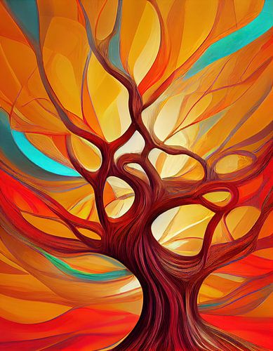 Boom in warme herfstkleuren