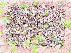 Carte de Dortmund avec le style 'Soothing Spring' sur Maporia