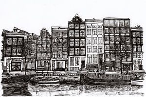 Zeichnung Amstel Häuser Amsterdam