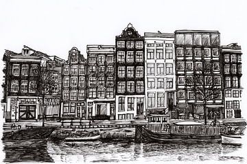 Tekening Amstel Huizen Amsterdam van Hendrik-Jan Kornelis