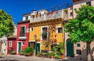 Bunte Häuser in der Stadt Palma de Mallorca, Spanien Balearische Inseln