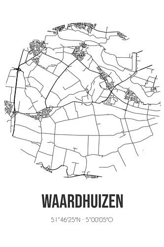 Waardhuizen (Nordbrabant) | Karte | Schwarz und Weiß
