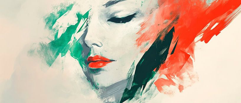 Colour of passion - facial play Harmony in red and by Poster Art Shop