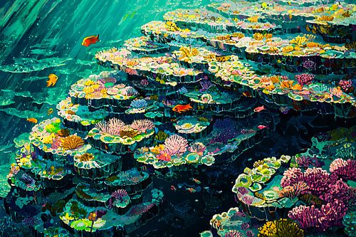 Kleurrijk koraalrif en vissen