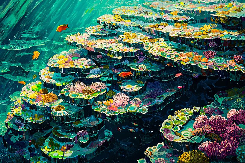 Kleurrijk koraalrif en vissen van Art & Soul Creations