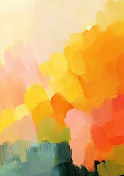 Abstract Pastel Yellow Orange Pink Blue Green by Niklas Maximilian