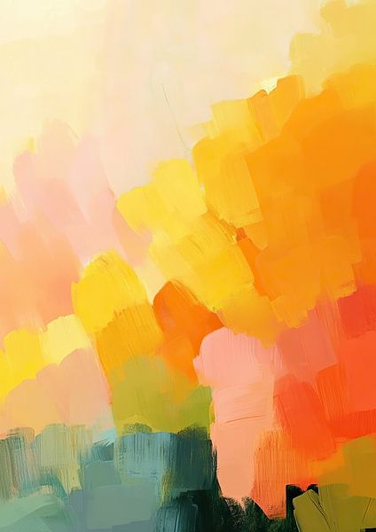 Abstract Pastel Yellow Orange Pink Blue Green by Niklas Maximilian