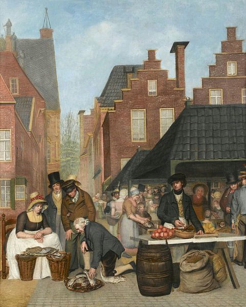 Gezicht op de voormalige Vismarkt in Leeuwarden, Willem Bartel van der Kooi van Meesterlijcke Meesters