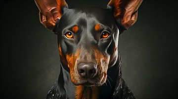 Portrait of a black Doberman dog by Animaflora PicsStock