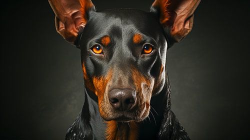 Porträt eines schwarzen Dobermann Hundes