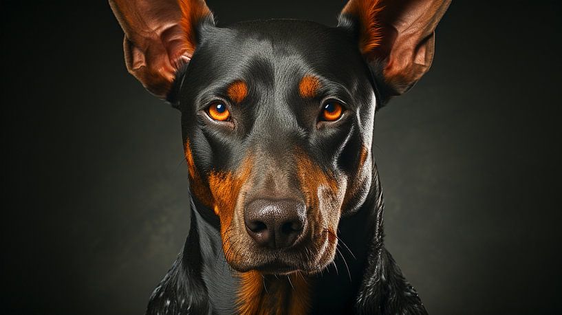 Porträt eines schwarzen Dobermann Hundes von Animaflora PicsStock