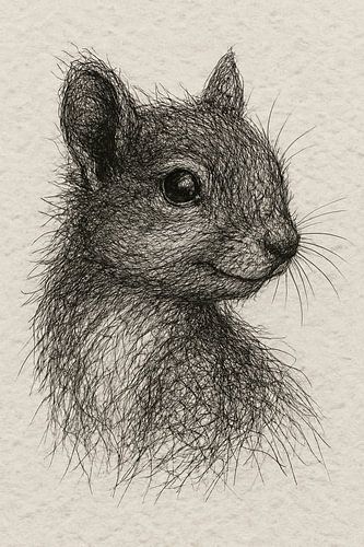 Draad portret jonge eekhoorn (schattig pluimstaart realistisch naturel speels kunstwerk babykamer)