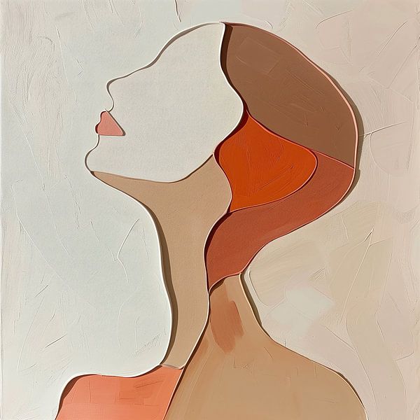 Profil féminin abstrait dans des tons chauds par Color Square