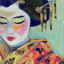 Geisha Grün und Gold von Helia Tayebi Art