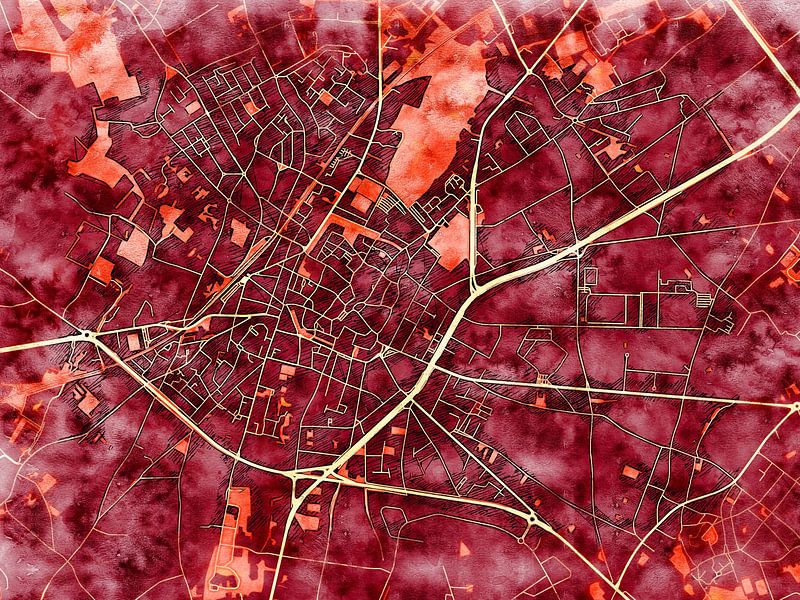 Kaart van Sint-Truiden in de stijl 'Amber Autumn' van Maporia
