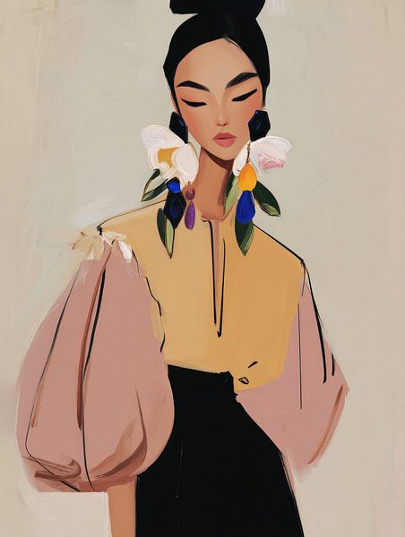 Pastel Tunes, modern portrait by Carla Van Iersel