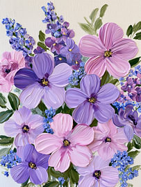 Blush purple flowers, lavender floral painting 02 by IamHomeStudio