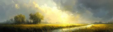 Polderlandschap | Serene Vistas van Abstract Schilderij