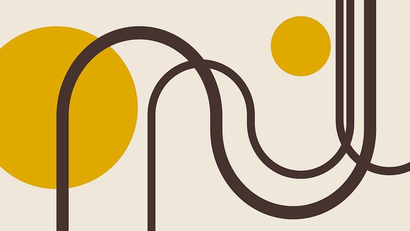Mid-century Bauhaus arch geometry in yellow beige by Mad Dog Art