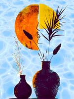 Contrasting still life vases in ocean exposure