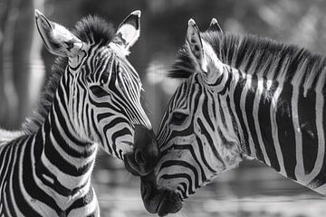 Moment intime entre deux zèbres