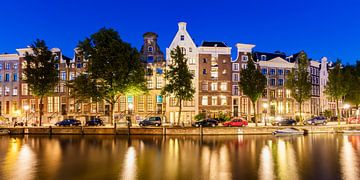 Typical houses at Keizersgracht canal in the city centre of Amsterdam at night by Werner Dieterich