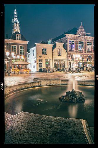 Water fountain on square in Amersfoort