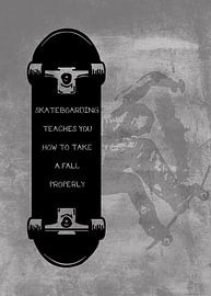 Skateboard Wallart "...hoe maak je een val goed" Cadeau-idee van Millennial Prints