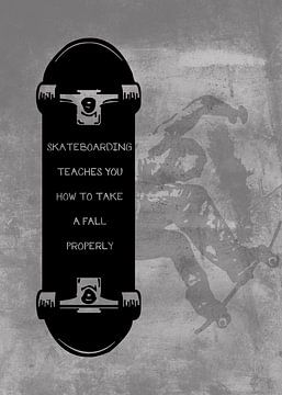 Skateboard Wallart "...hoe maak je een val goed" Cadeau-idee van Millennial Prints