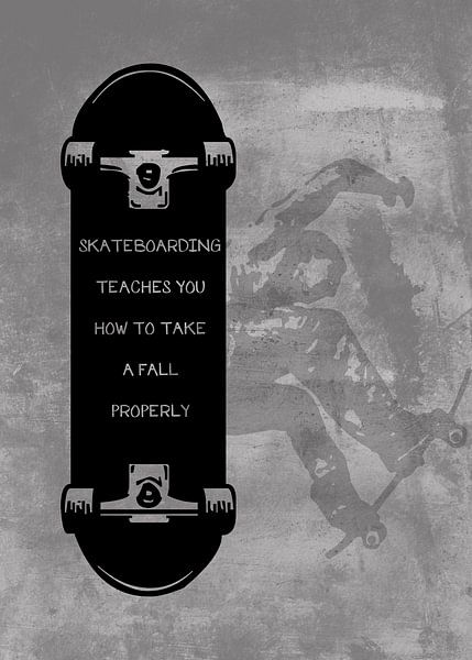 Skateboard Wallart &quot;...how to take a fall properly&quot; Gift Idea by Millennial Prints