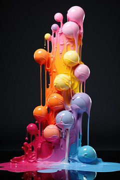Abstracte regenboog kunst verf met cirkels van Digitale Schilderijen