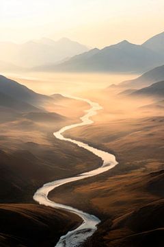 Rivier in de mist van Poster Art Shop