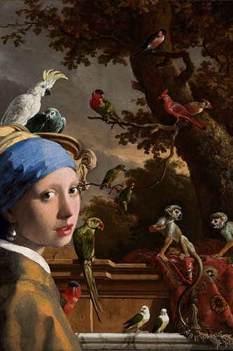 Une fille avec une boucle d'oreille en perle dans le parc